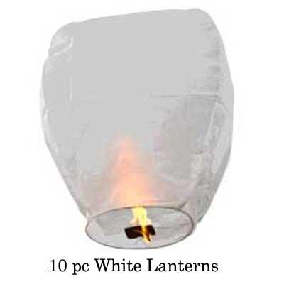 10pc White Sky Lantern Party Pack